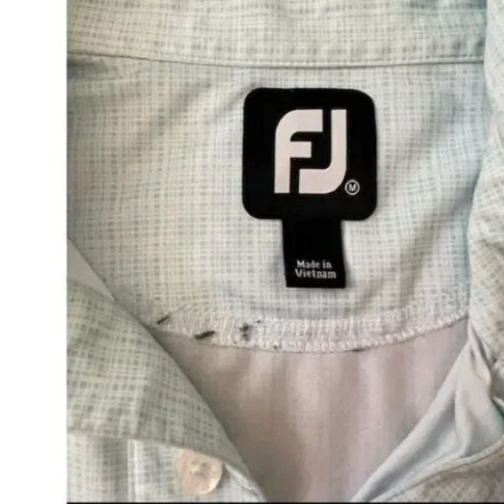 FootJoy Men's M Golf Polo Shirt Lone Tree Golf Course Logo Light Blue Check M - Picture 7 of 7